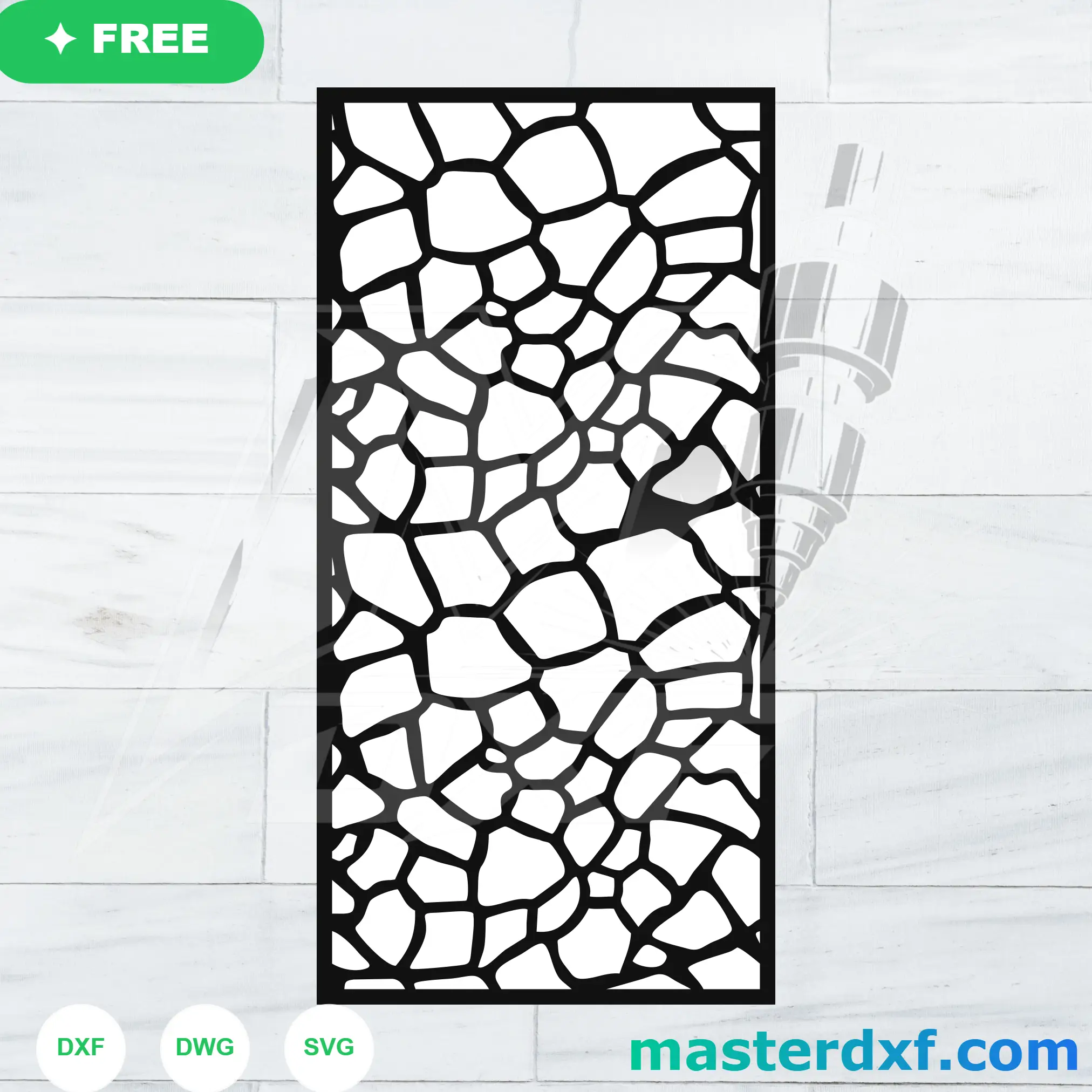 Stone Mosaic Crazy-Paving DXF Pattern for Garden Screens DXF File